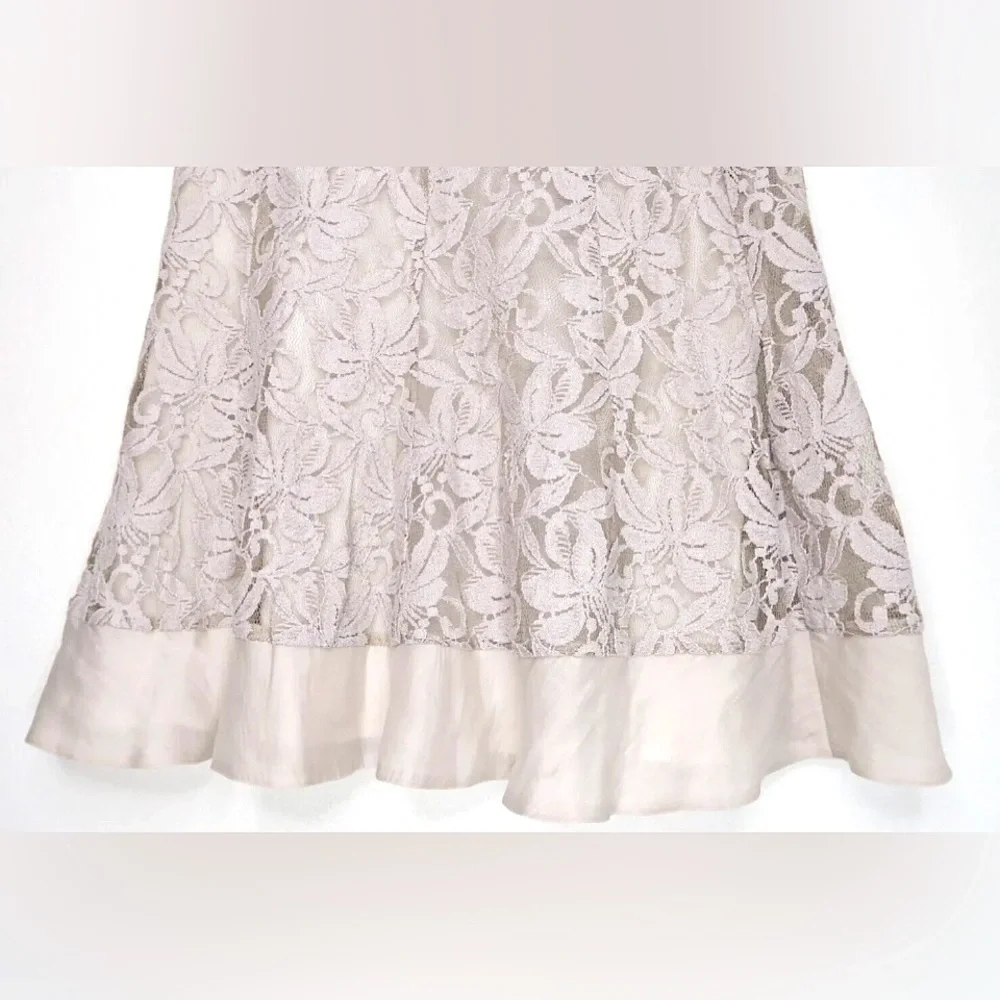 NIC+ZOE Hairloom Flowers Lace Lined A Line Skirt Womens Small Gray Knee Length